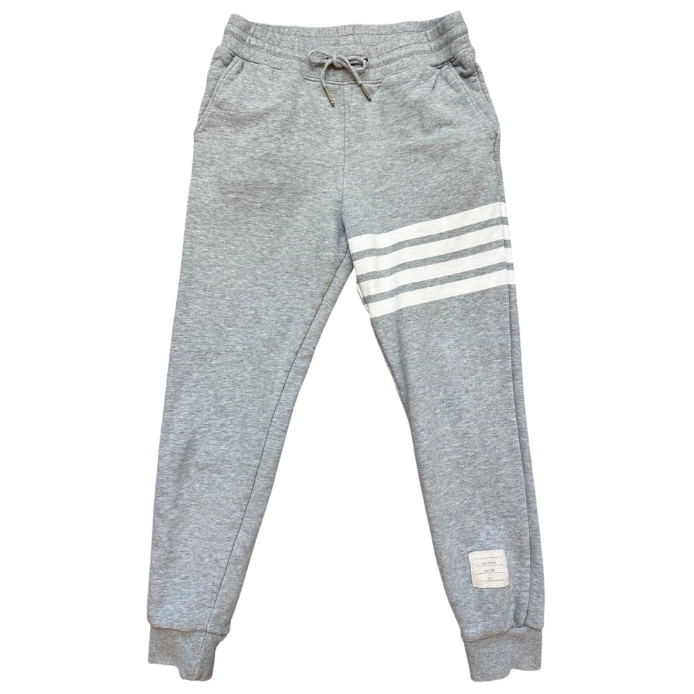 Thom Browne Mens Gray 4-Bar Loopback Cotton Sweatpants Joggers Size 0